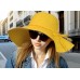 Wide Brim Hat - Straw Hat- Paper Straw Hat w/ Lace Band - Yellow - HT-ST1160YE